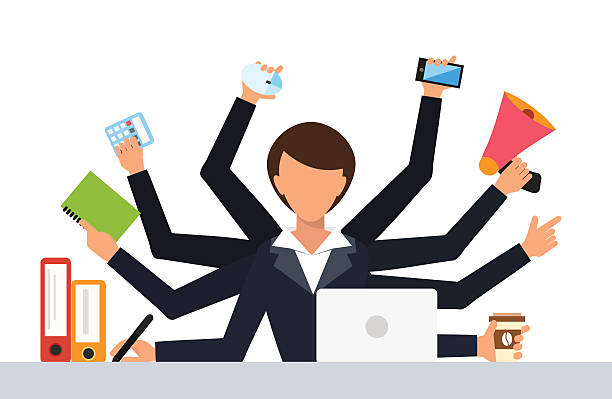 Office Job Stress Work Vector Illustration Stock Illustration - Download  Image Now - Secretary, Busy, Cartoon - iStock