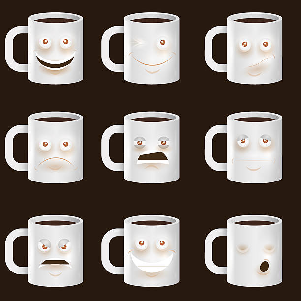 istock Coffee Cups Characters - Cute set of 9 coffee cups 497250578