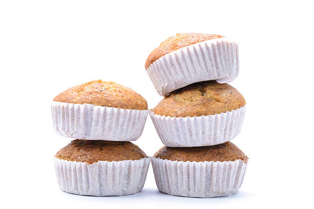 istock Banana muffin cake, isolated on white background 497250694
