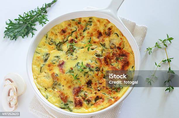 Kale And Bacon Frittata Stock Photo - Download Image Now - Frittata, Kale, Above