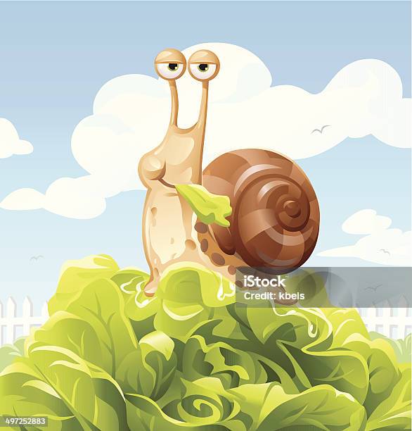 Escargot Manger Salade Vecteurs libres de droits et plus d'images vectorielles de Escargot - Escargot, Limace, Cartoon