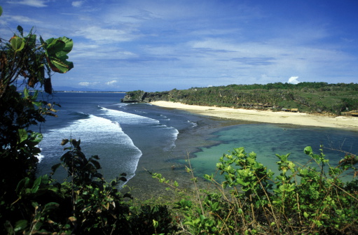 A beach called Paradise Beach or Dreamland Beach in the south of the island of Bali in Indonesia in South East Asia.