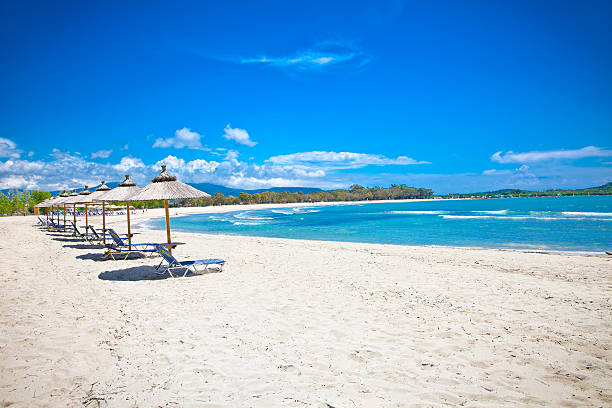 Beautifuf Ammoudia sandy beach, Greece. Beautifuf Ammoudia sandy beach on Preveza, Greece. parga greece stock pictures, royalty-free photos & images