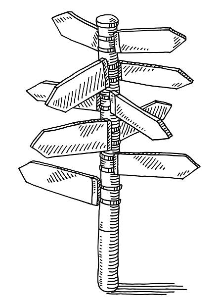 drogowskaz strzałki kierunku rysunek - directional sign obrazy stock illustrations