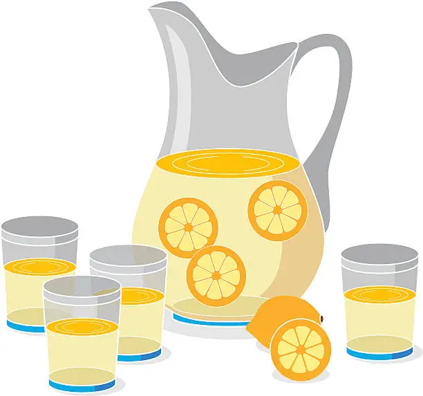 Vector illustration of lemonade pitcher and glasses