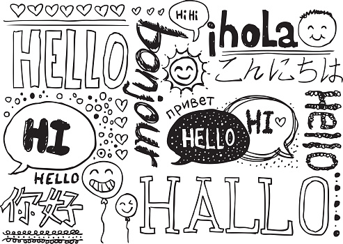 Line Drawing For Hello Hello Sketch Drawing Collection Stock Illustration - Download Image Now ...