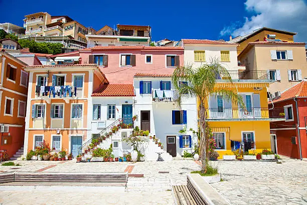 Traditional Greek fishing houses in  of Parga village. Greece.