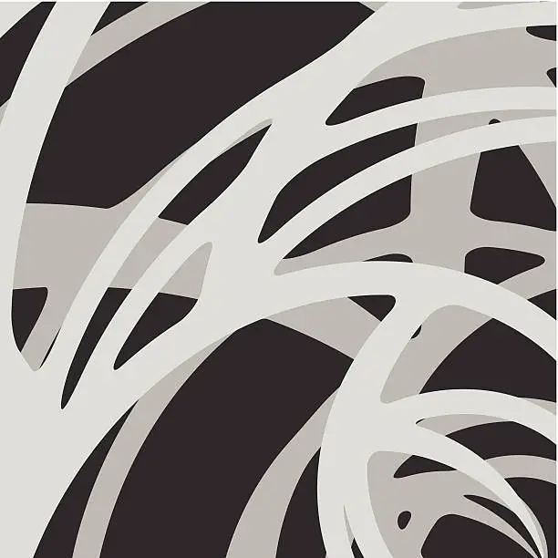 Vector illustration of abstract gray curve line pattern with black background