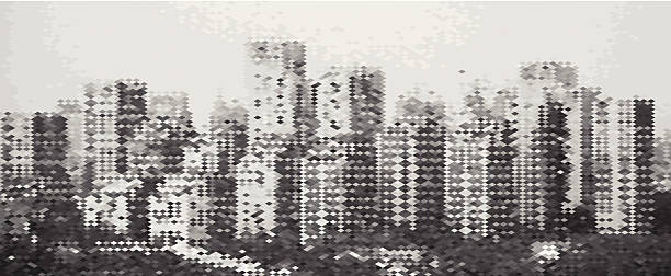 абстрактный серый мозаичной город здания рисунок фон - construction apartment house in a row stock illustrations