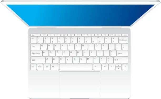 Vector illustration of White laptop top view