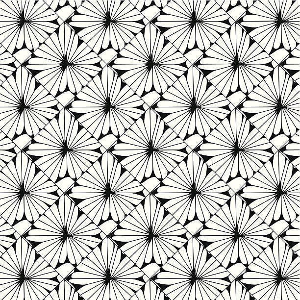 ilustraciones, imágenes clip art, dibujos animados e iconos de stock de abstracto blanco y negro florales de patrones de fondo - hexagon tile pattern black