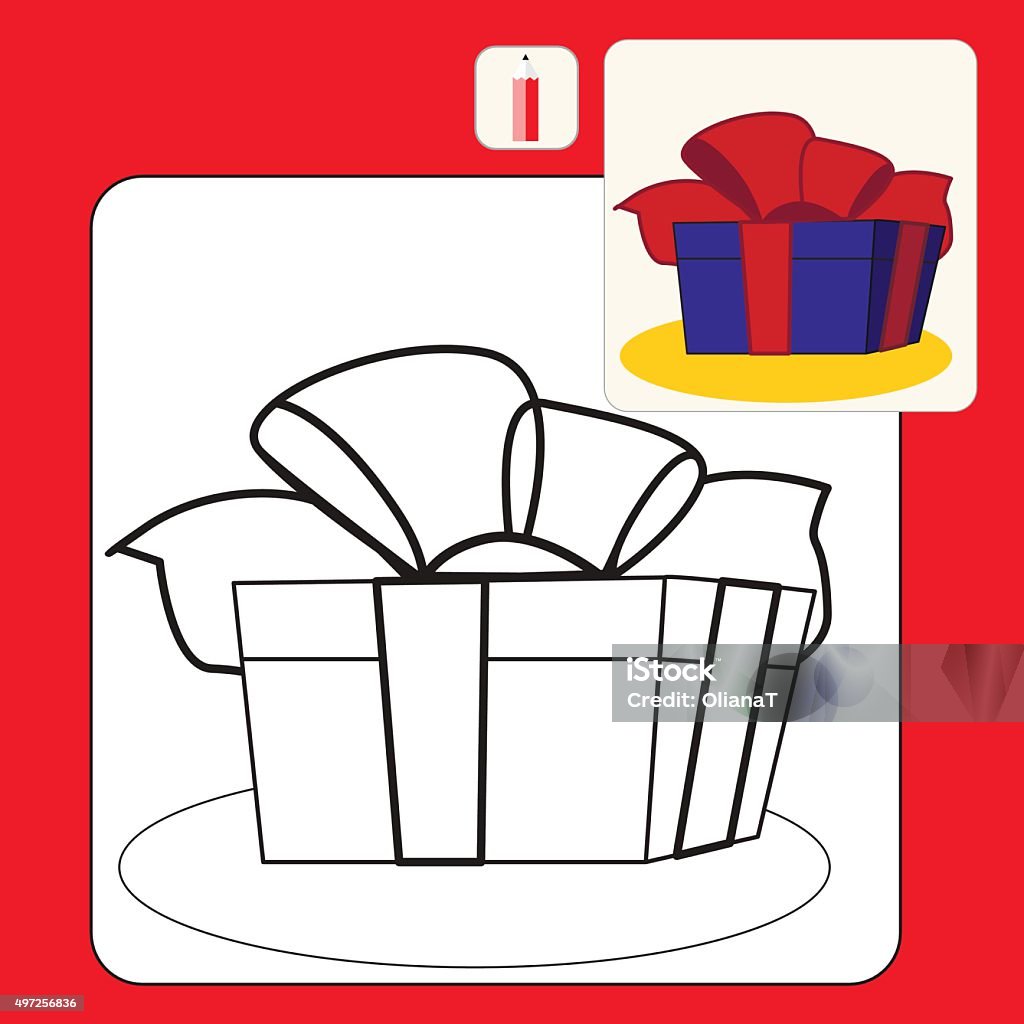 1115_15 coloring Coloring Book or Page Cartoon Illustration of great gift 2015 stock vector