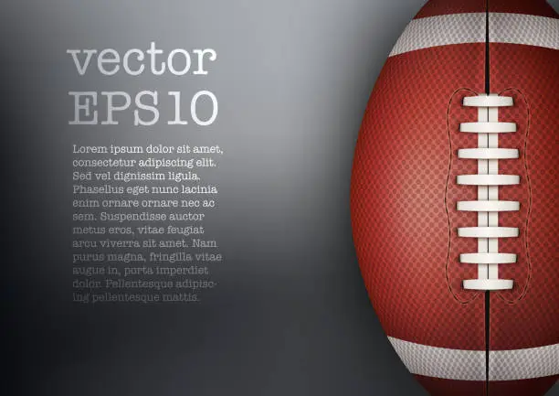 Vector illustration of Dark Background of American Football ball. Vector Illustration.