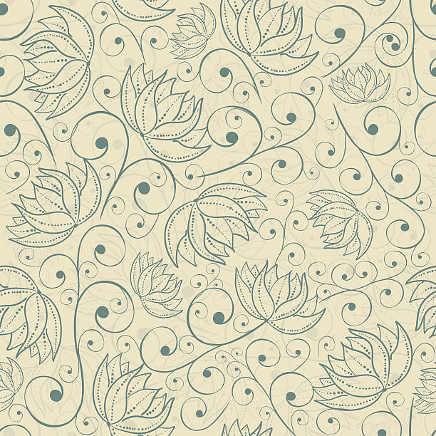 bezszwowe wzór kwiatowy - pattern seamless doodle retro revival stock illustrations