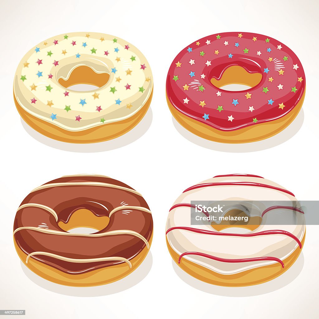 cute donuts set of four cute donuts with colorful glaze Baked Pastry Item stock vector