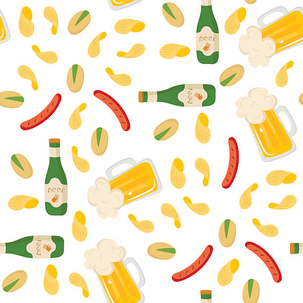 맥주 - pistachio beer nuts nut backgrounds stock illustrations