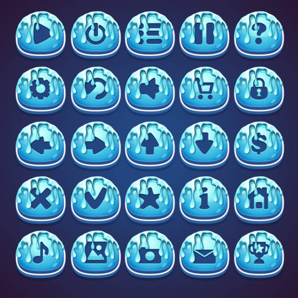 mengatur tombol biru untuk video game web dalam marmalade gaya - daftar judi online ilustrasi stok