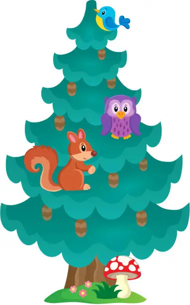 Vector illustration of Coniferous tree theme image 2