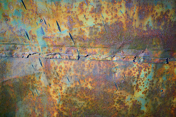 istock Rusty grunge green metal wall texture 497263416
