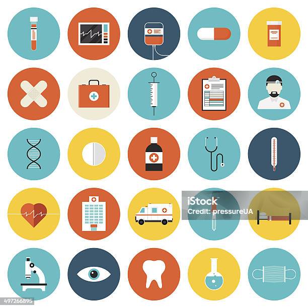 Medical And Healthcare Flat Icons Set Stock Illustration - Download Image Now - Icon Symbol, Healthcare And Medicine, Healthy Lifestyle