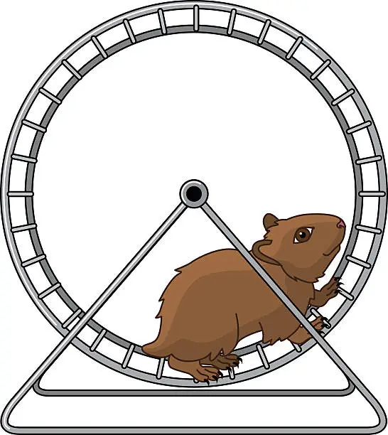 Vector illustration of hamster and exercise wheel