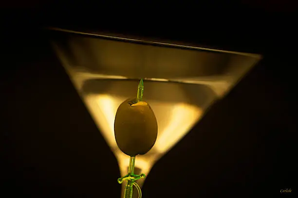 Martini Glass With Olive.