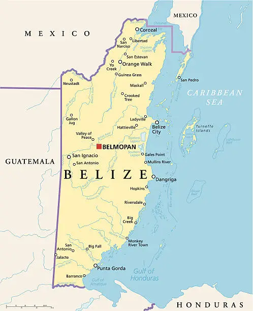 Vector illustration of Belize Political Map