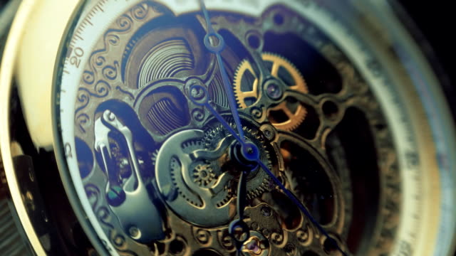 The mechanism of a wristwatch antique style. Macro