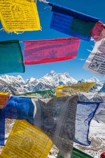 istock Mt Everest summit framed by colourful prayer flags Himalayas Nepal 497272719