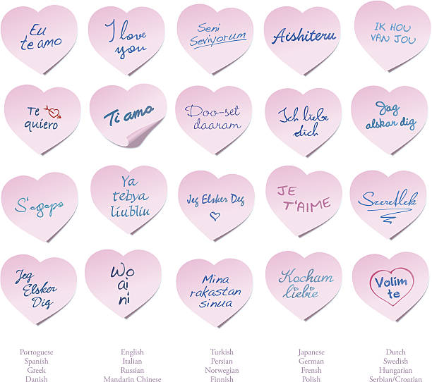 illustrazioni stock, clip art, cartoni animati e icone di tendenza di ti amo i post-it - i-love-you-frase-inglese