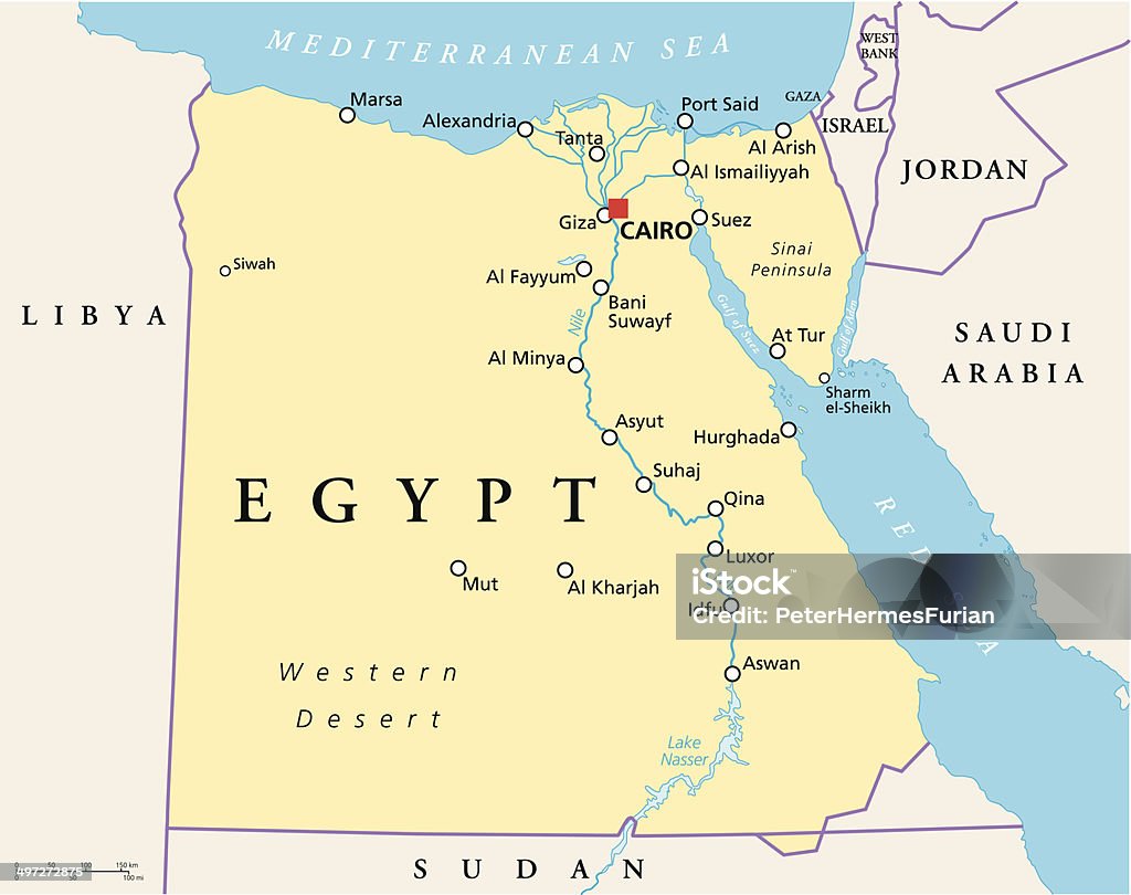 Египет политическая карта - Векторная графика Карта роялти-фри