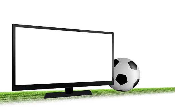 istock White screen television and a soccer ball 497272903