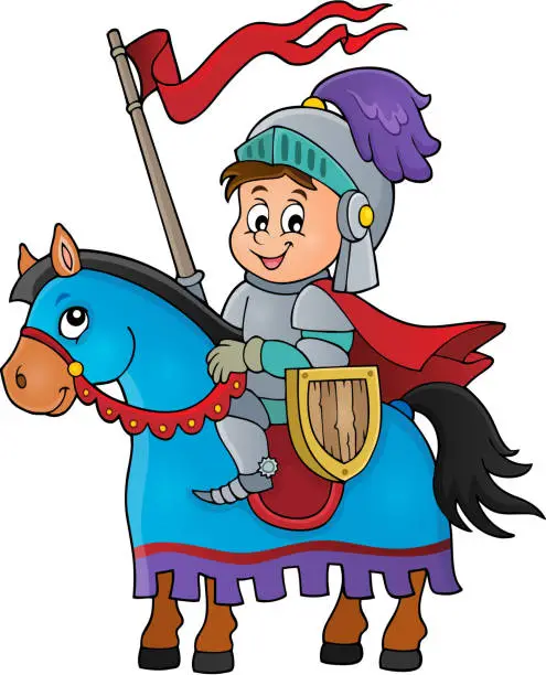 Vector illustration of Knight on horse theme image 1