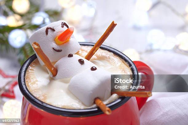 Hot Chocolate With Melted Snowman Stock Photo - Download Image Now - Christmas, Humor, Holiday - Event