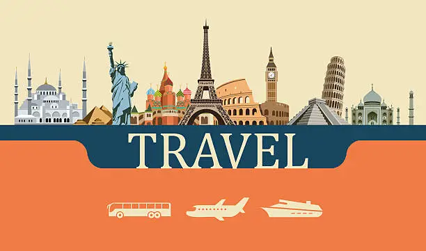 Vector illustration of Design Concept of Travel World Landmarks