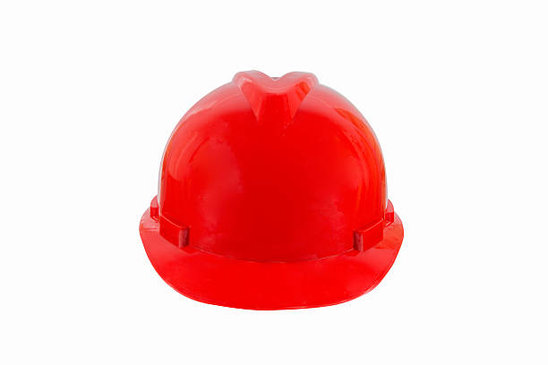 istock red safety helmet on white background 497279532