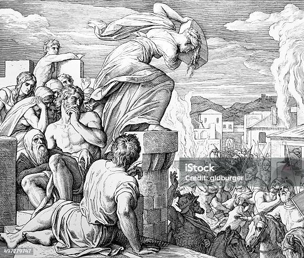 Death Of Abimelech Stock Illustration - Download Image Now - Judaism, Stoning, Adult