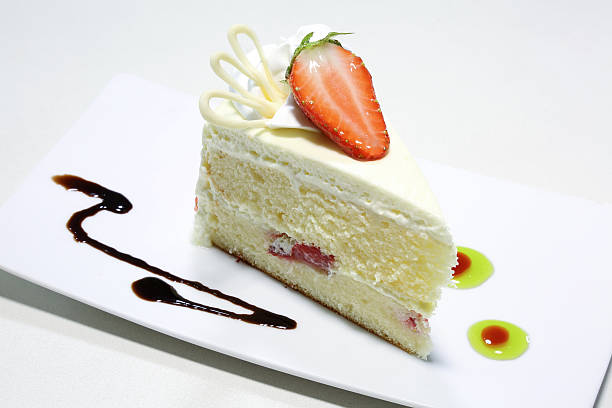 istock Cheesecake with fresh strawberries on white background 497280343