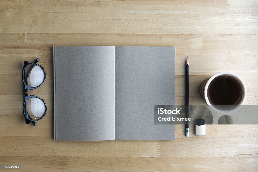 Working on a Wooden Table Pencil Shavings Stock Photo