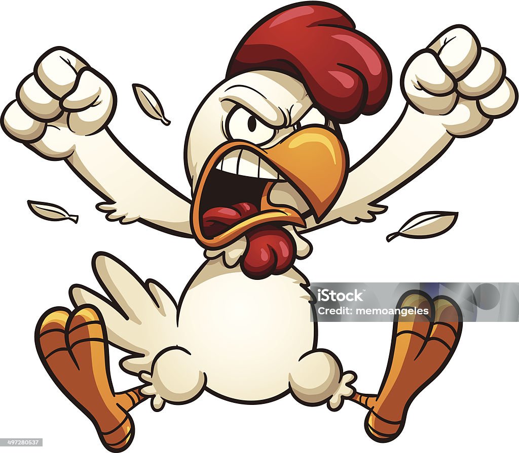 Angry chicken Angry cartoon chicken. Vector clip art illustration with simple gradients. All in a single layer. Anger stock vector
