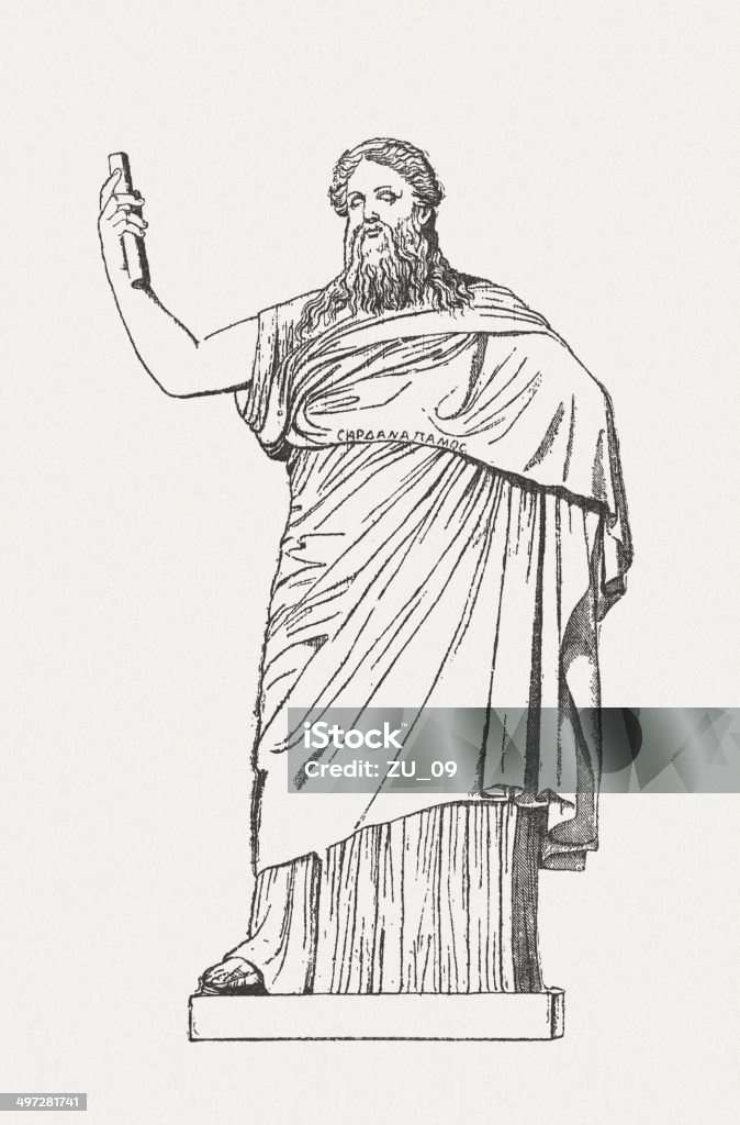 Sardanapalus - Lizenzfrei Statue Stock-Illustration