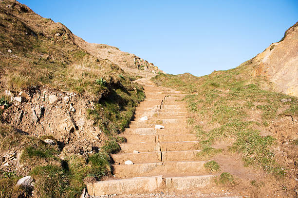 두들 켜지게-도싯 - coastline dorset footpath durdle door 뉴스 사진 이미지