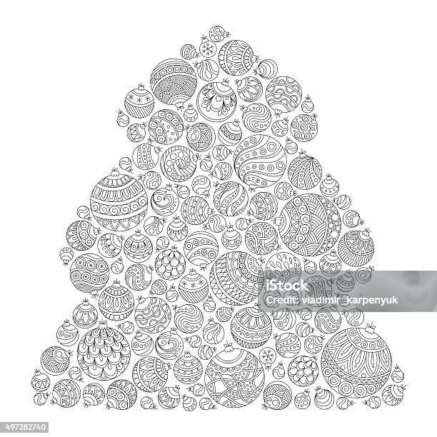 Christmas Tree Pattern For Coloring Book Stock Illustration - Download Image Now - Christmas, Coloring Book Page - Illlustration Technique, 2015