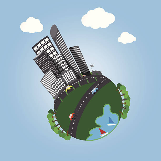 istock city of little planet with green tree 497283071
