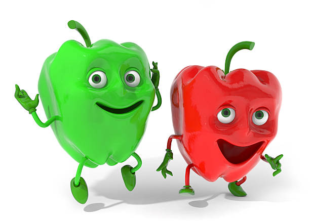 istock Happy pepper capsicum friends 3D illustration 497283185