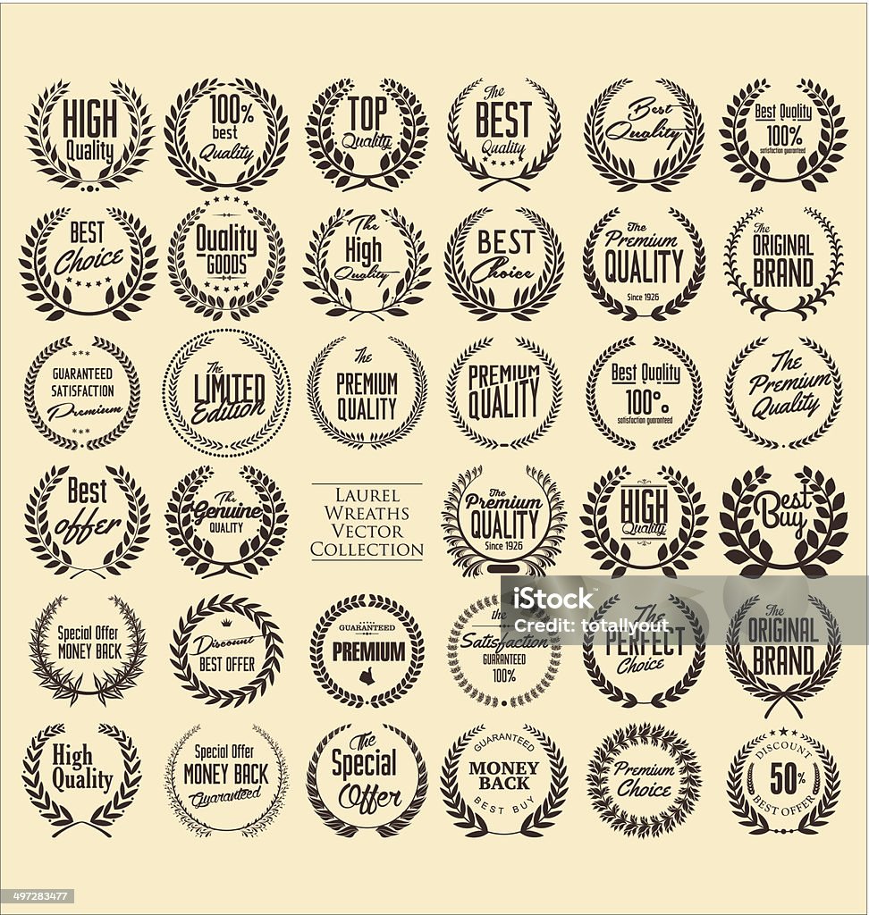 Premium quality laurel wreath, set Seal - Animal stock vector