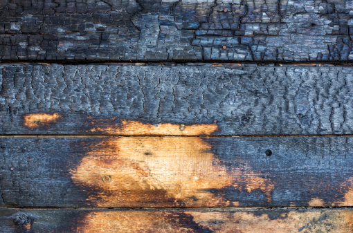 Burnt wooden boards