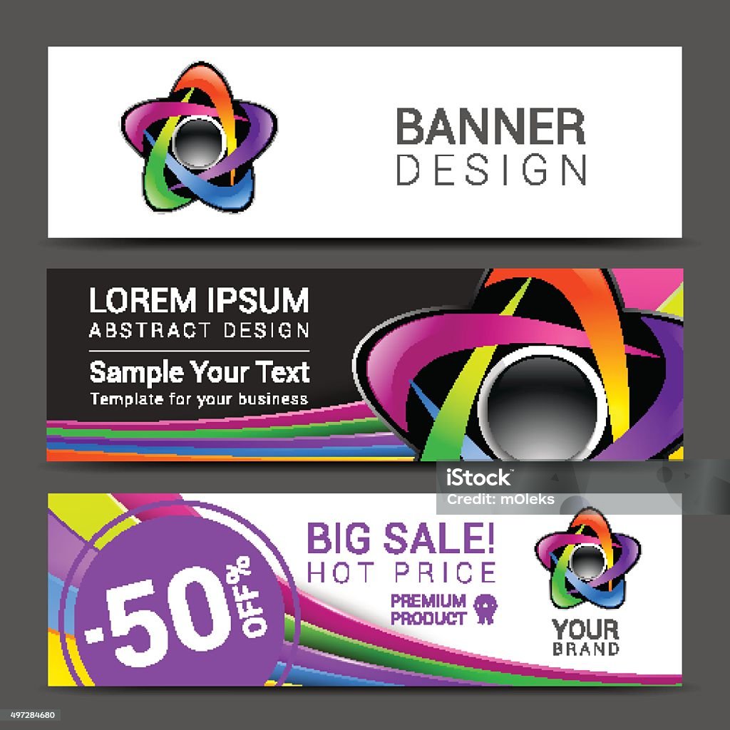 Banner With Logos Example Creative Banner Set With Lines Logo Blank Stock Illustration - Download ...