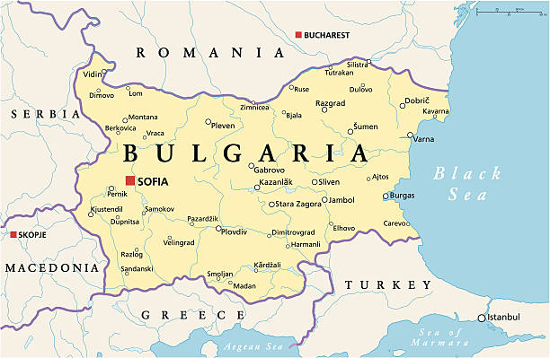 bułgaria mapa polityczna - bulgaria map balkans cartography stock illustrations