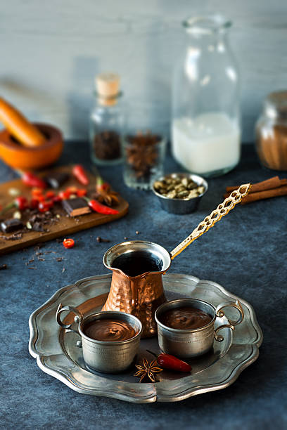 istock Two Cups of Spicy Aztec Hot Chocolate and Ingredients 497286186